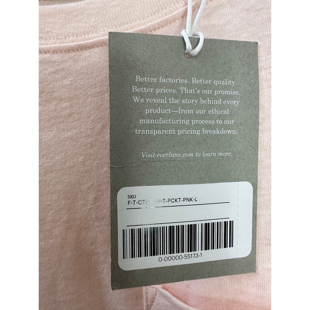 New Everlane Box Cut Crop Top Pocket Tee Pink Elevated Basic Large Minimalist - Picture 8 of 11